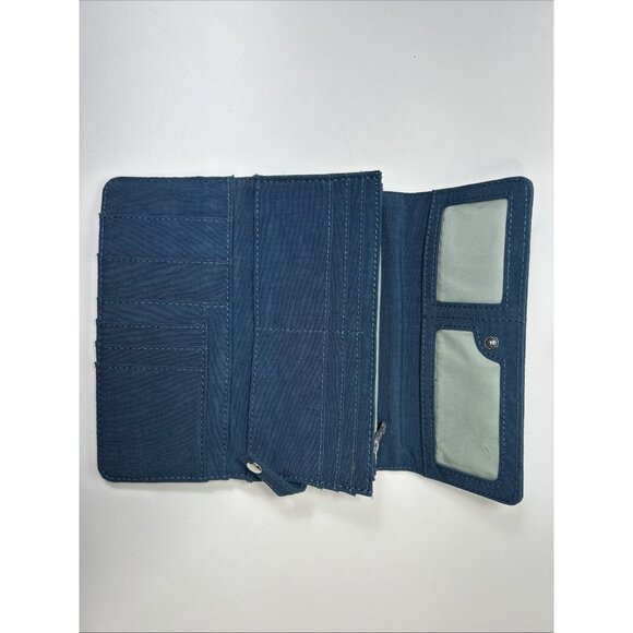 KIPLING TEDDI Wallet Large Organizer Teal/blue Zipper Snap Style# AC2378 - Picture 4 of 8